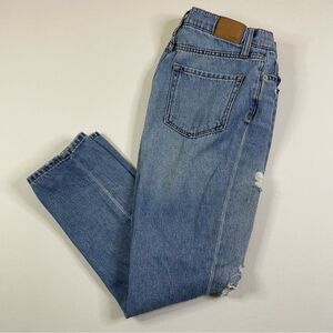 Aeropostale Mom Jeans Women's 2 Distressed‎ Light Wash Denim High Rise Hipster
